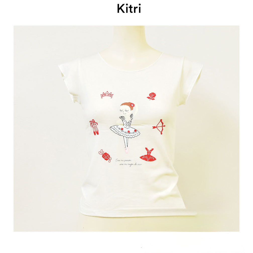 Girls White"abby-w19/Kitri (White)"Ballet T-Shirt