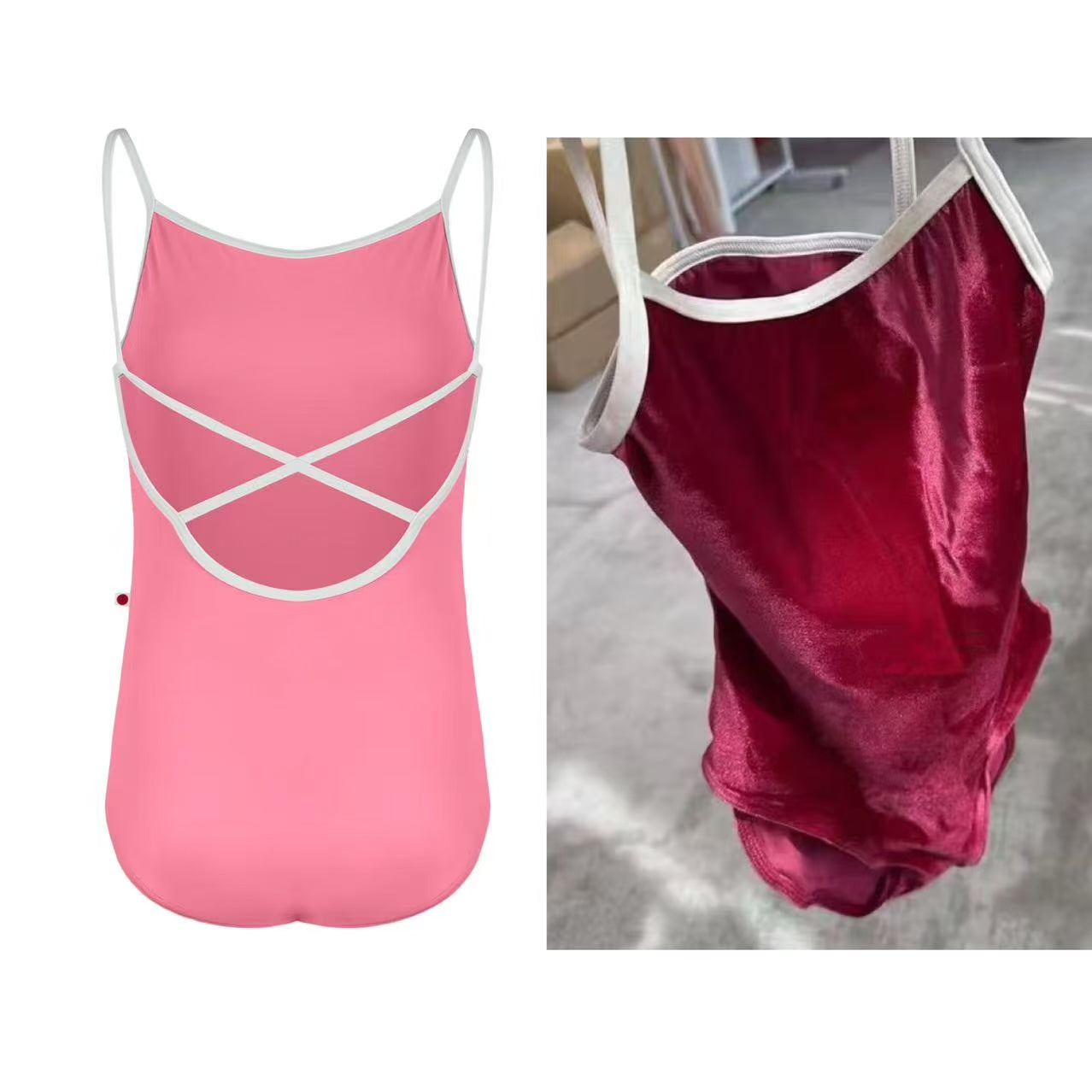 Girls Dark Red "Daniela/V-Cerise/V-Buttermilk" Ballet Onesies