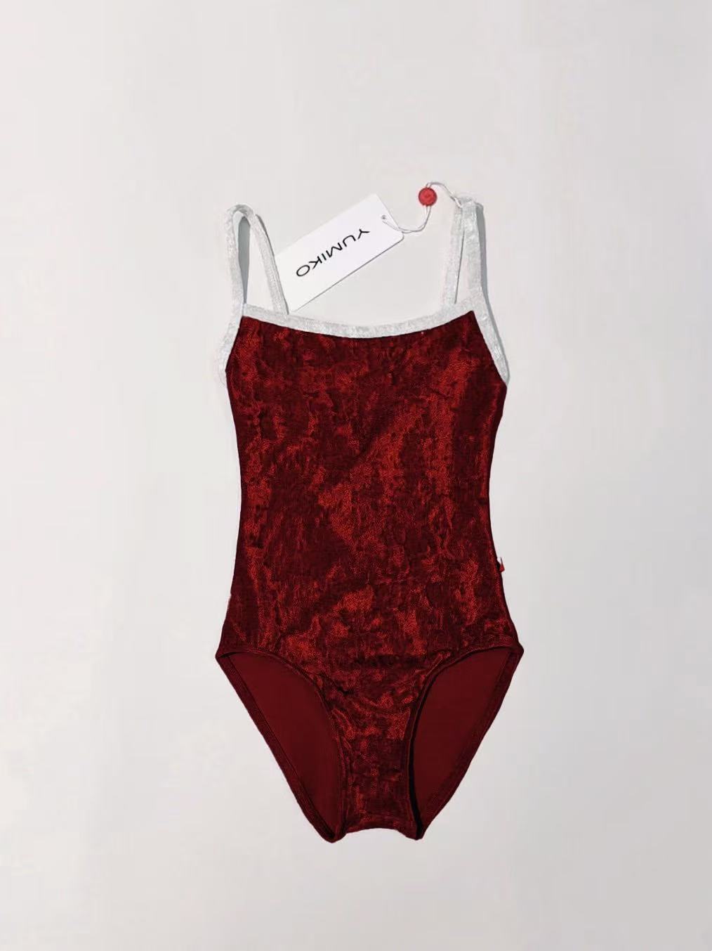 Girls Dark Red "Daniela/CV-Dark Red/CV-Silver" Ballet Onesies
