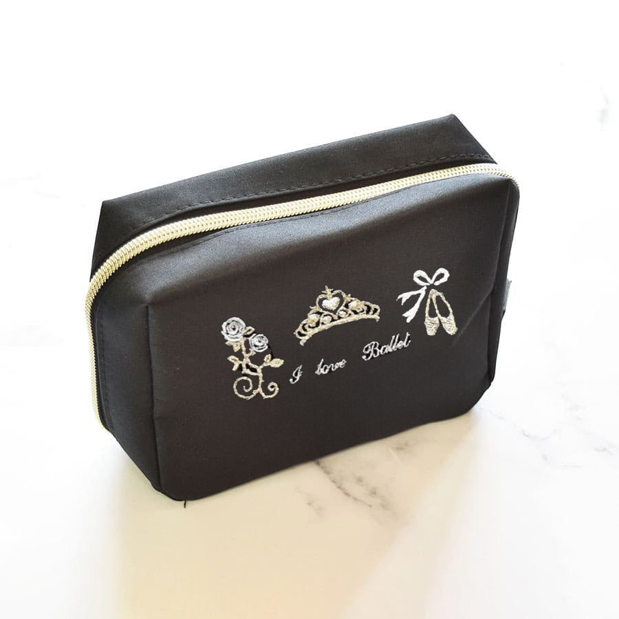 Girls Black"item27/B(Aurora Dulcinea)White"Vanity Pouch(L 12 x W 15 x D 5.5 cm)