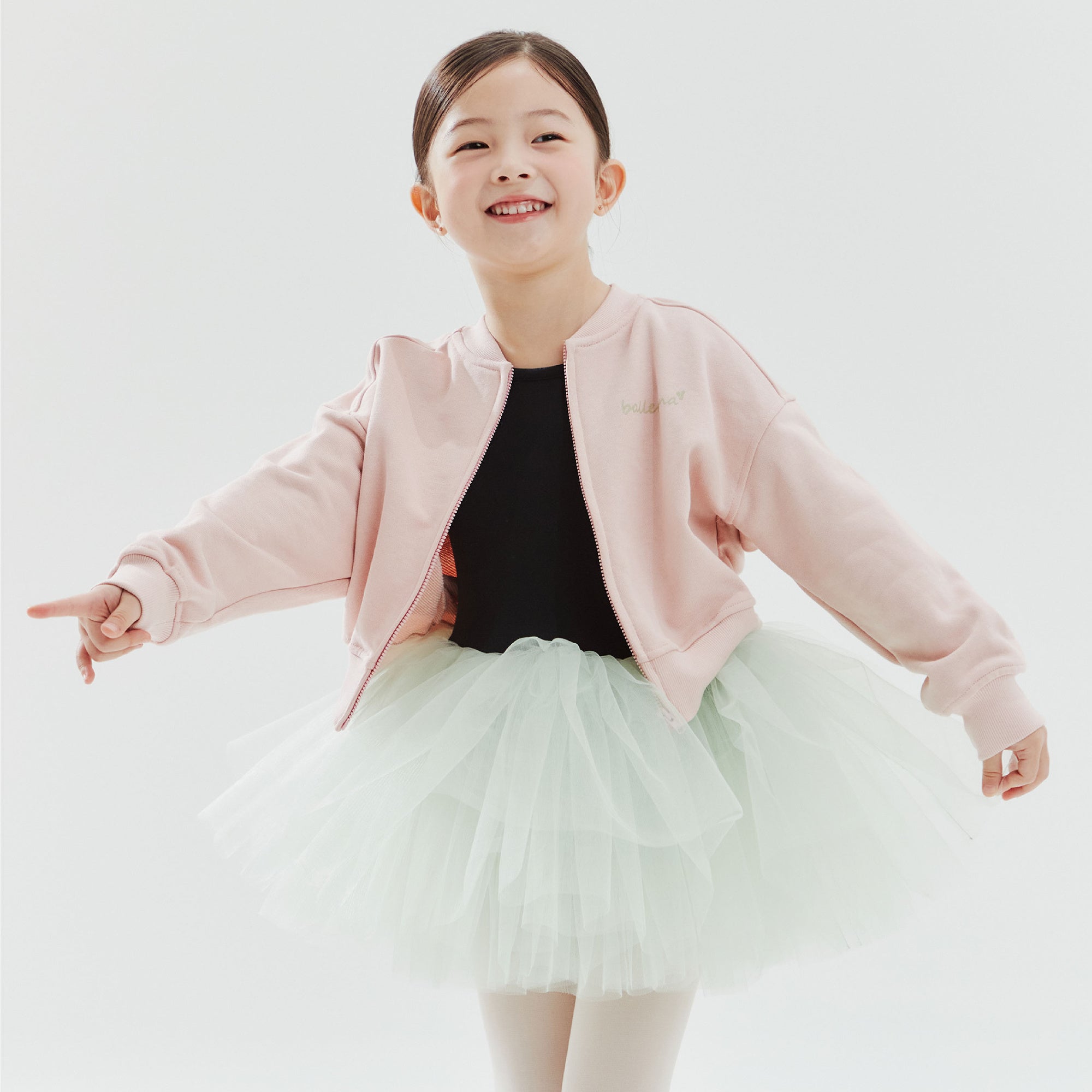 Girls Purple Ballet Cotton Zip-Up Jacket