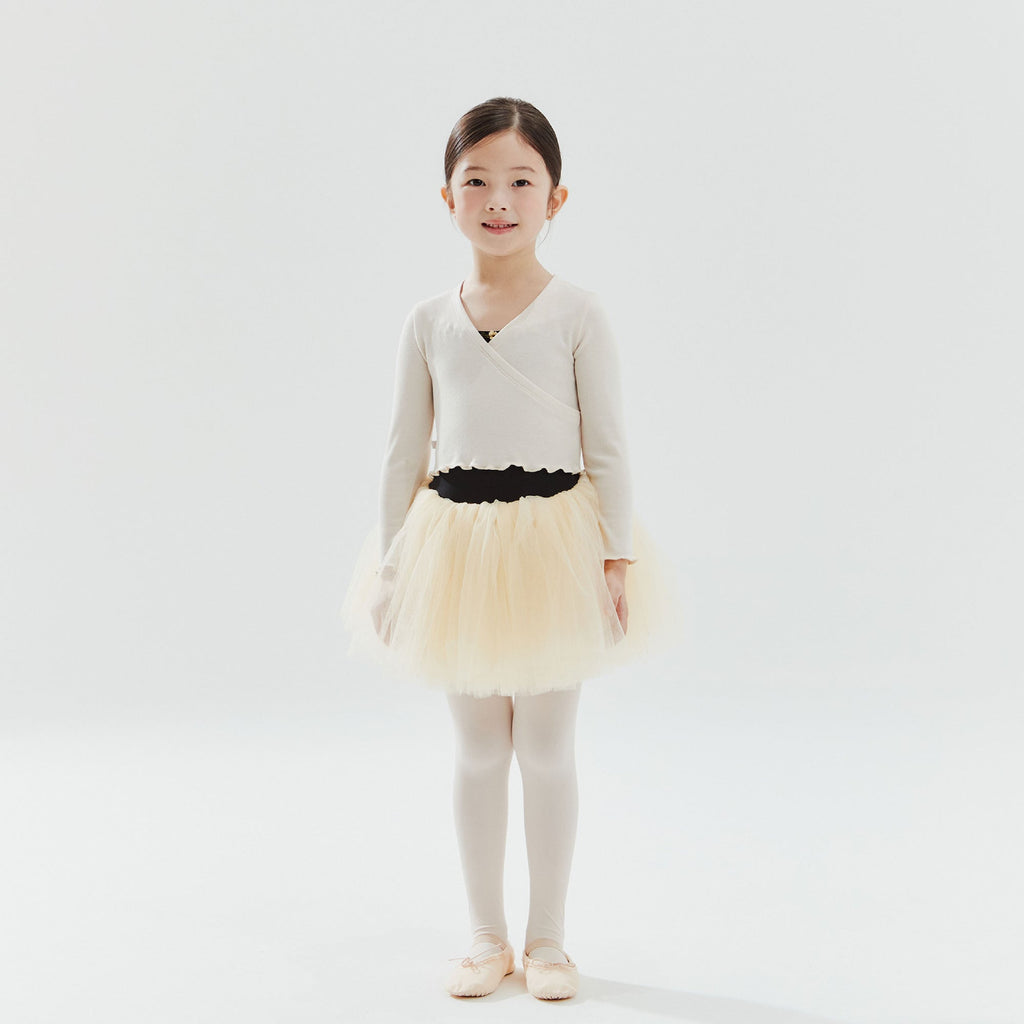 Girls Cream Ballet V-neck T-Shirt
